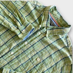 J.L. Powell‎ XL Mens Green Plaid Button Down Long Sleeve Casual Shirt Sports